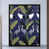 Cranes and Herons Among Banana Leaves