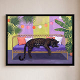 Black Panther Asleep on a Daybed