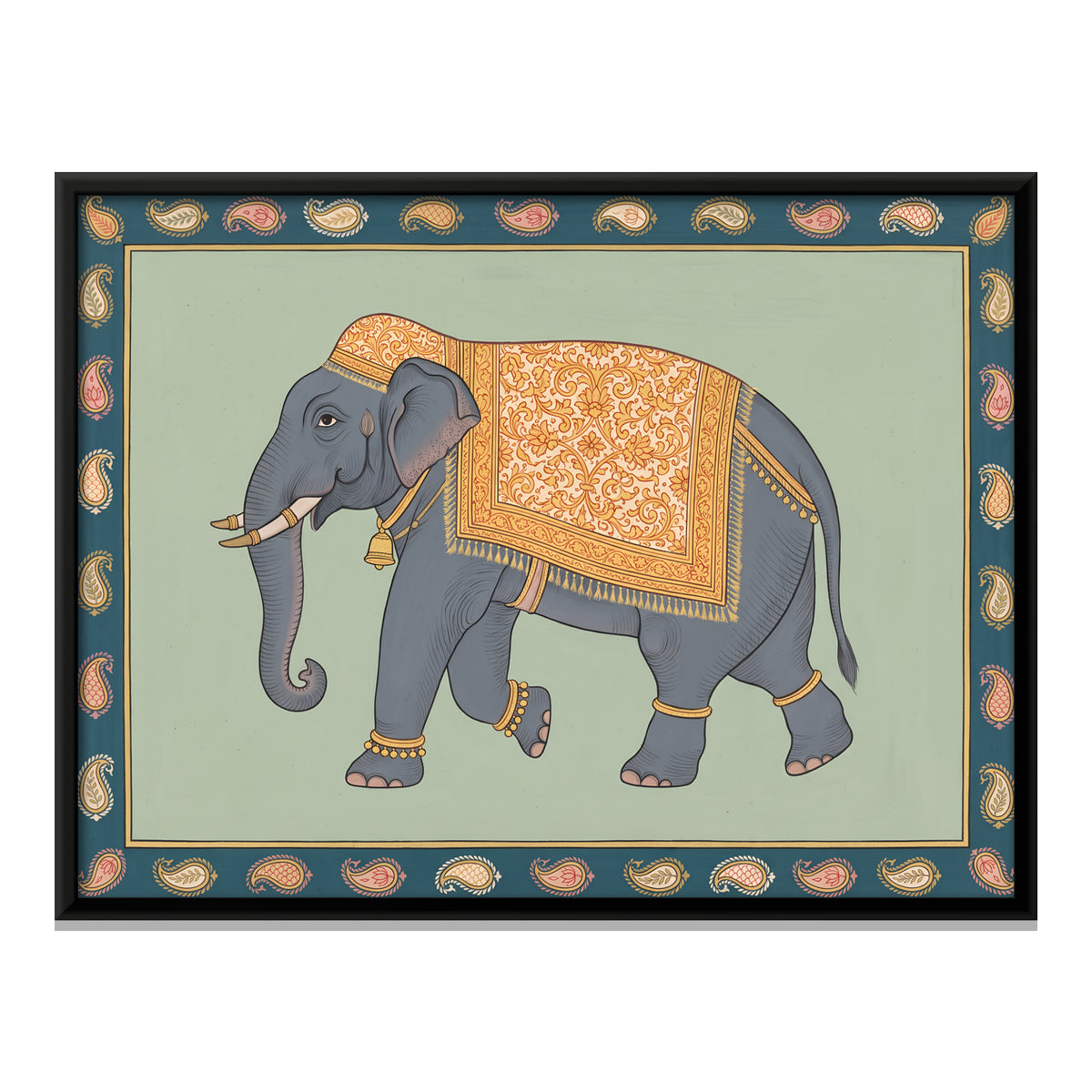 Ceremonial Elephant - framed canvas print, front view