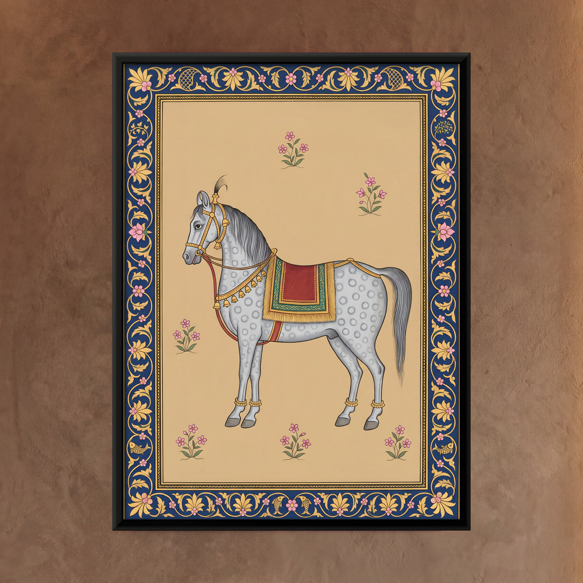 Dappled Grey Horse - framed canvas art hung on a wall