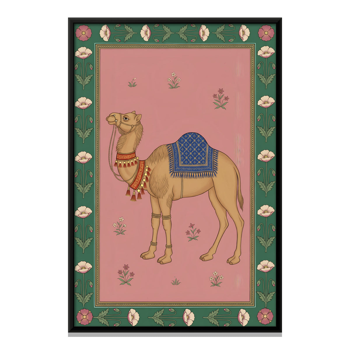 Saddled Camel - framed canvas print, front view
