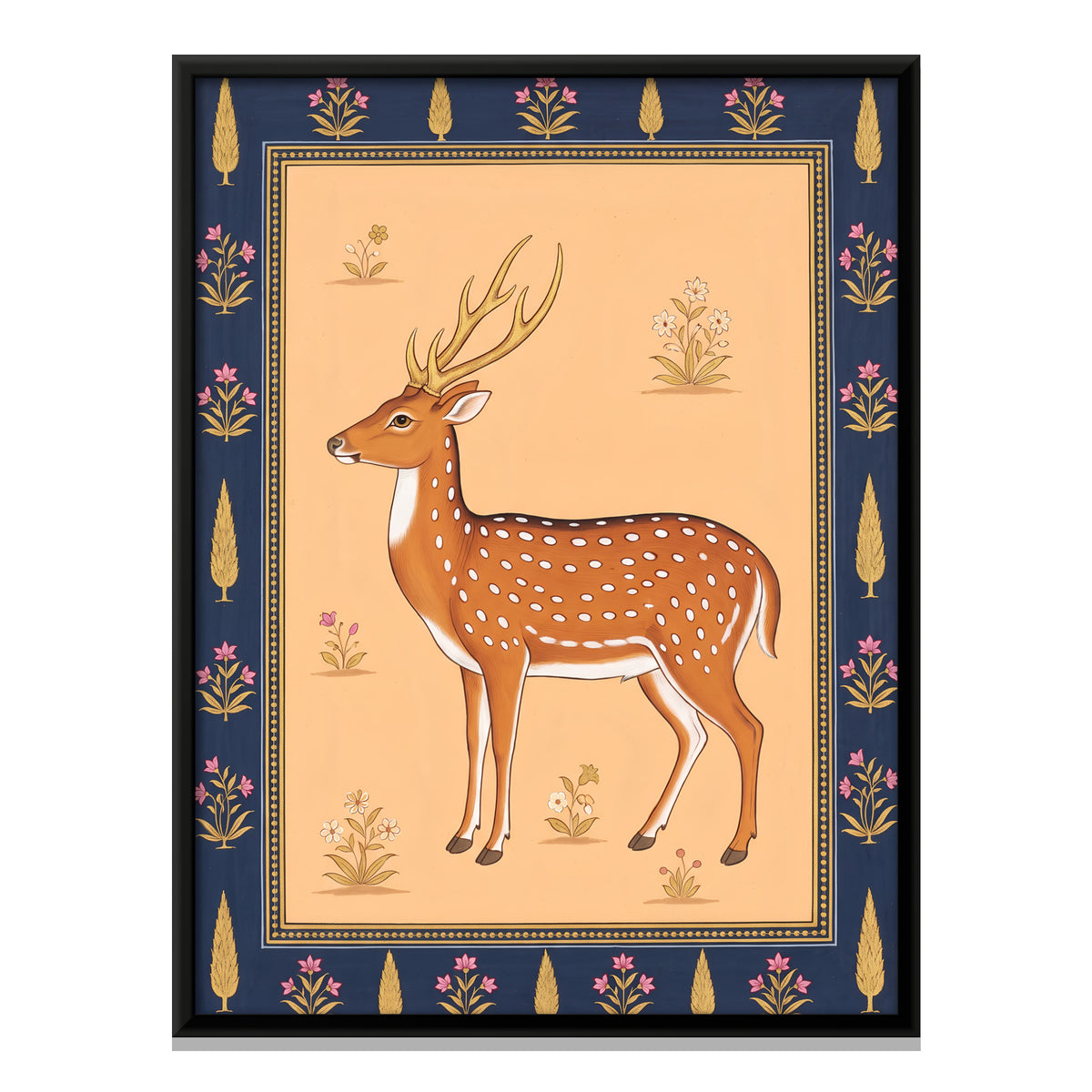 Spotted Deer Stag - framed canvas print, front view