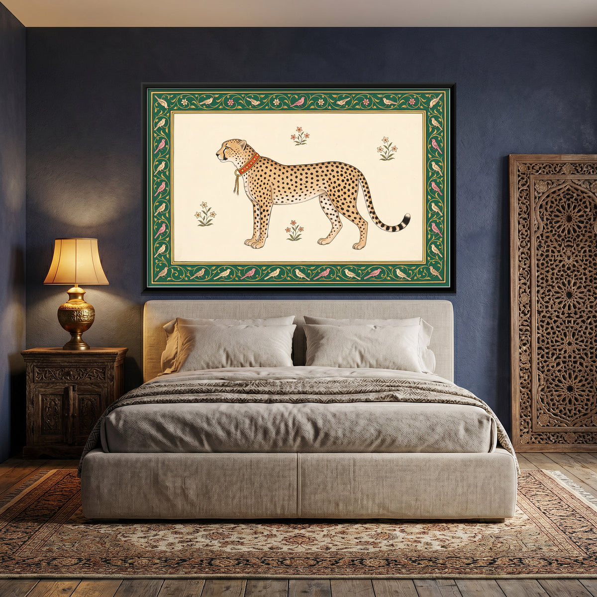 Hunting Cheetah - canvas art shown in a second room setting