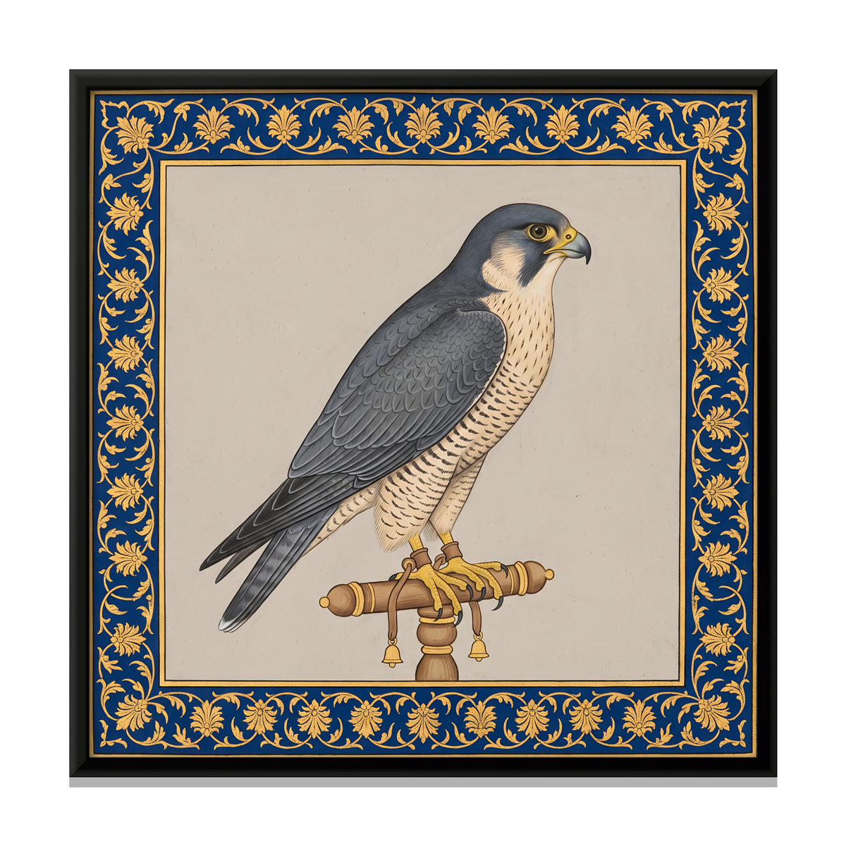 Falcon on a Perch - framed canvas print, front view