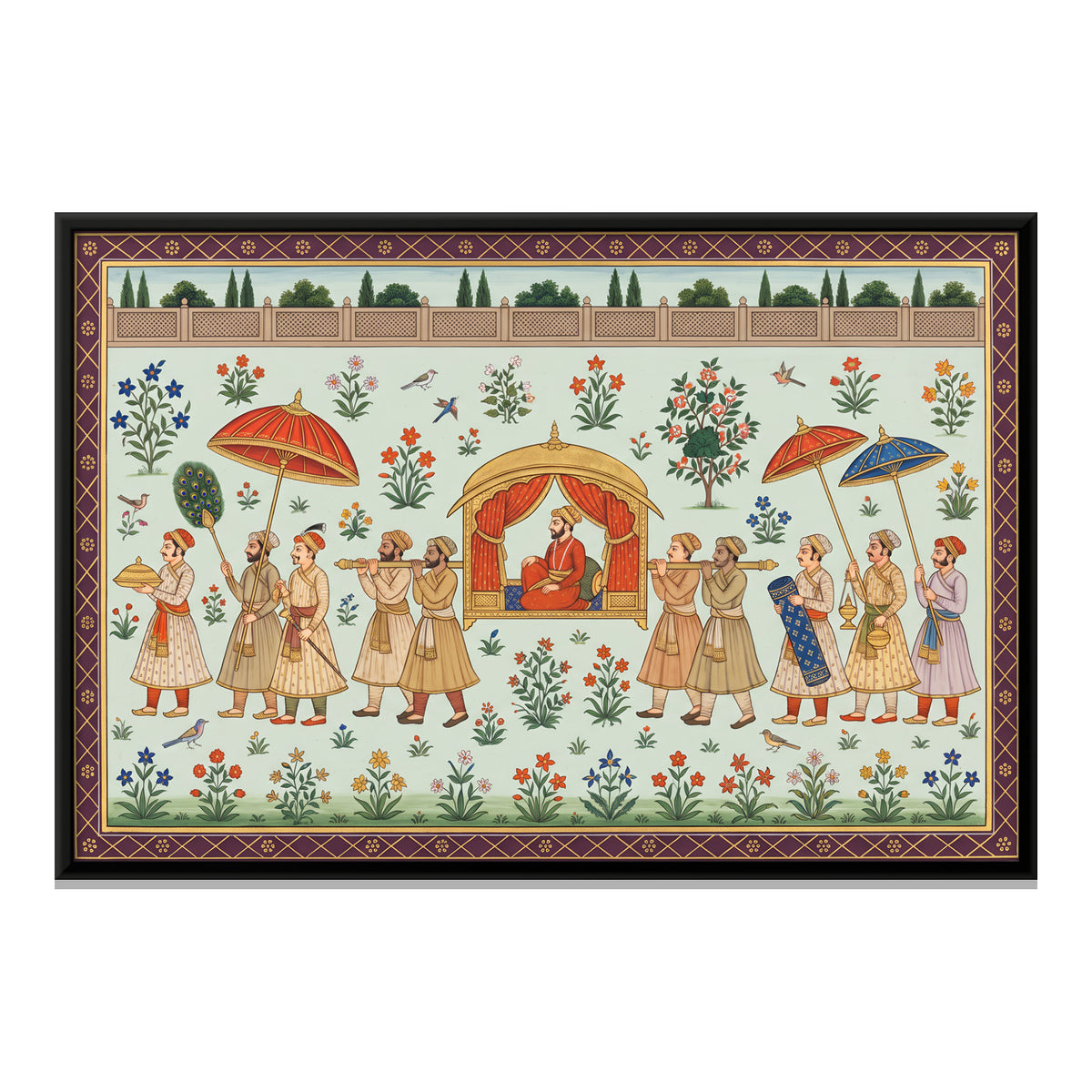 Royal Palanquin Procession - framed canvas print, front view