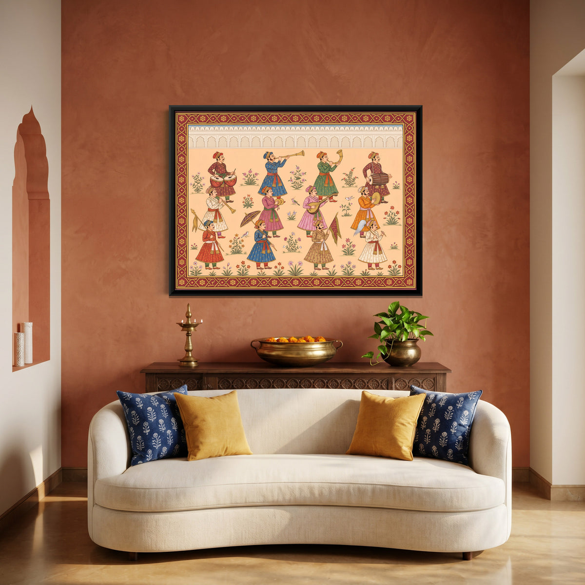 Court Musicians and Attendants - canvas art shown in a styled room