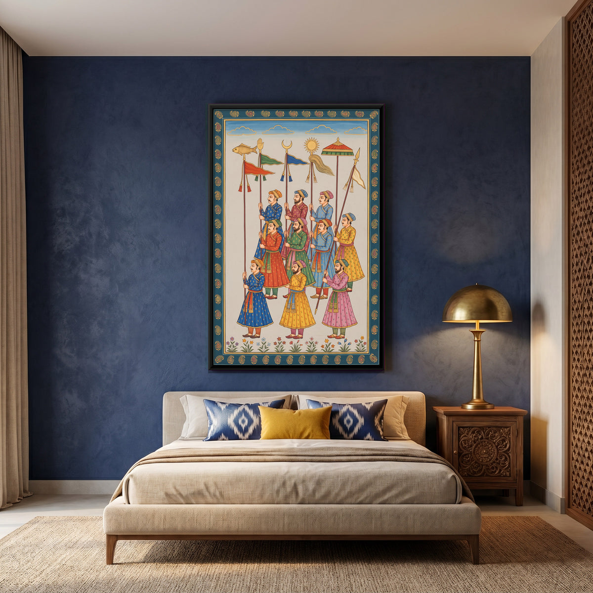 Royal Standard Bearers - canvas art shown in a second room setting