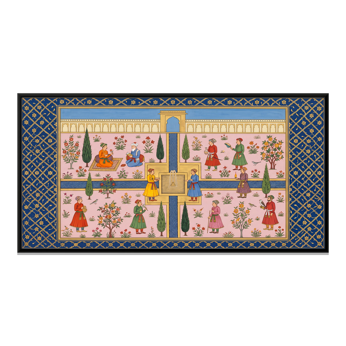 Palace Garden with a Fountain - framed canvas print, front view