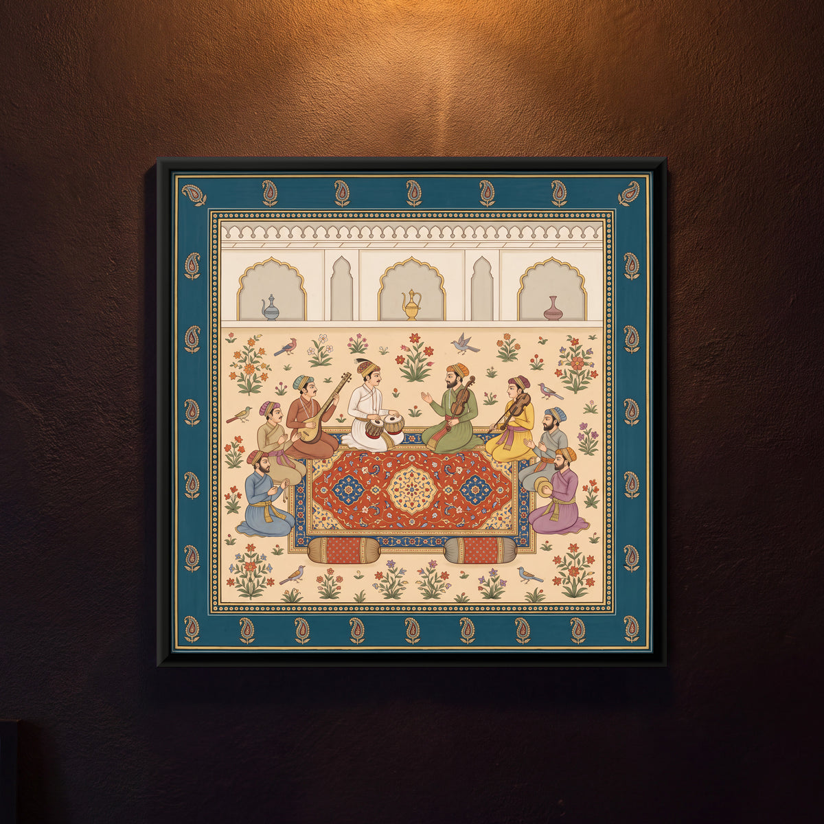 Gathering of Court Musicians - framed canvas art hung on a wall