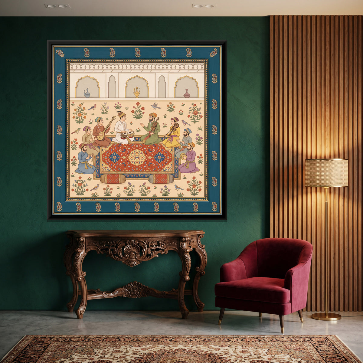 Gathering of Court Musicians - canvas art shown in a styled room