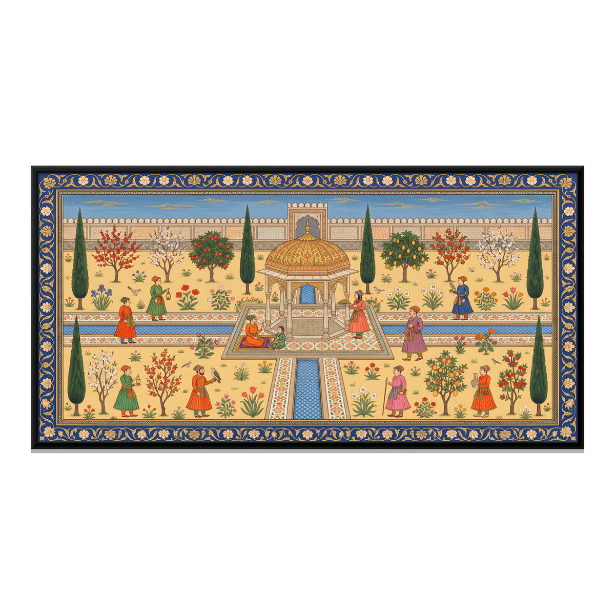 Mughal Garden Pavilion - framed canvas print, front view
