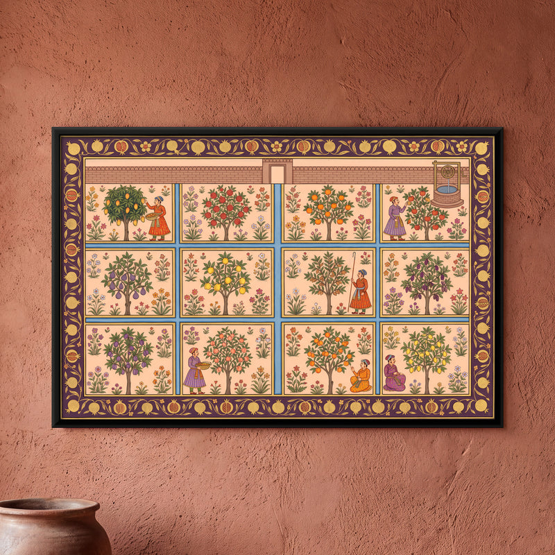 Walled Fruit Orchard - framed canvas art hung on a wall