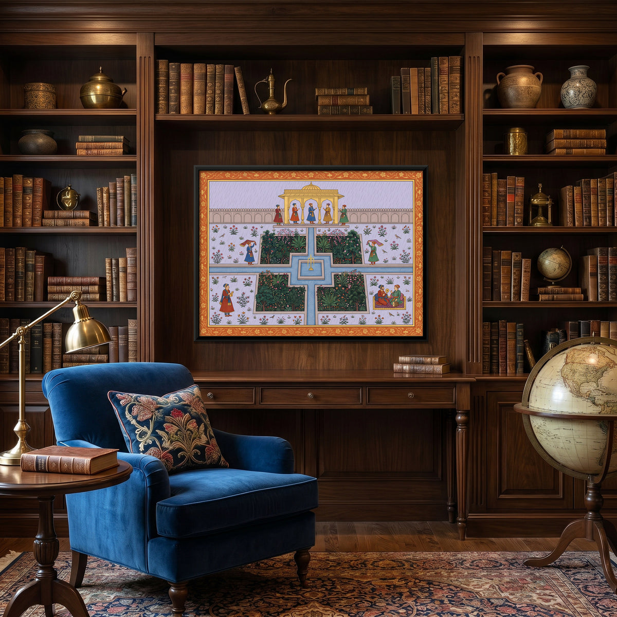 Palace Garden in the Rain - canvas art shown in a second room setting