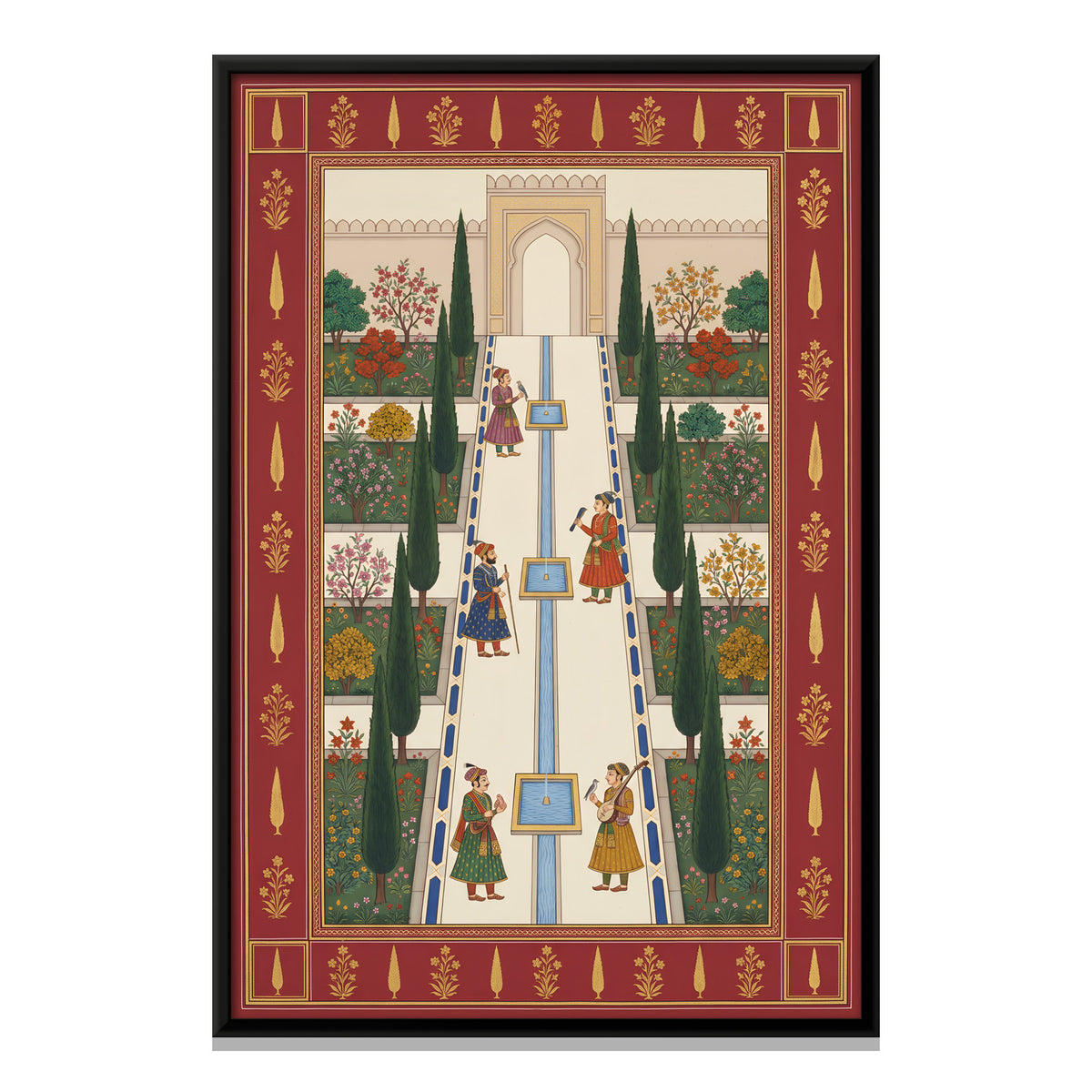 Cypress Avenue with Water Channel - framed canvas print, front view
