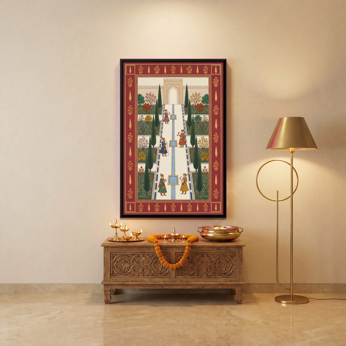 Cypress Avenue with Water Channel - canvas art shown in a styled room