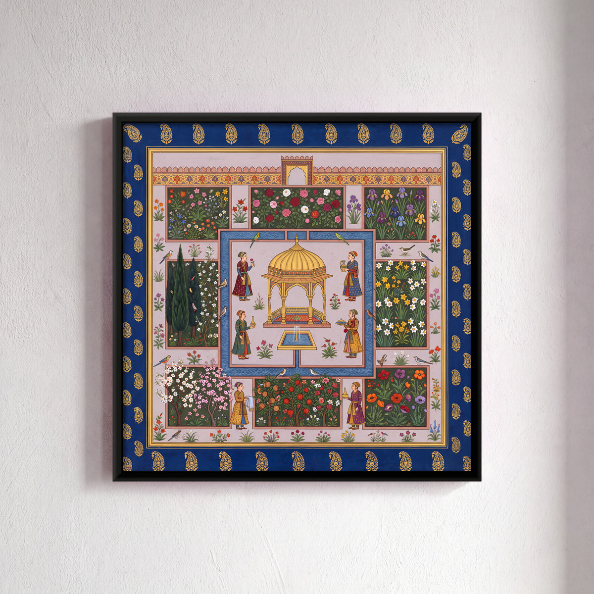 Pavilion in a Flower Garden - framed canvas art hung on a wall