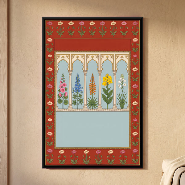 Five Arched Bays Containing Tall Flowering Plants