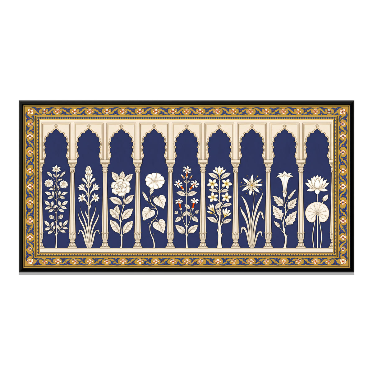 Night-Blooming Flowers in Arched Niches - framed canvas print, front view