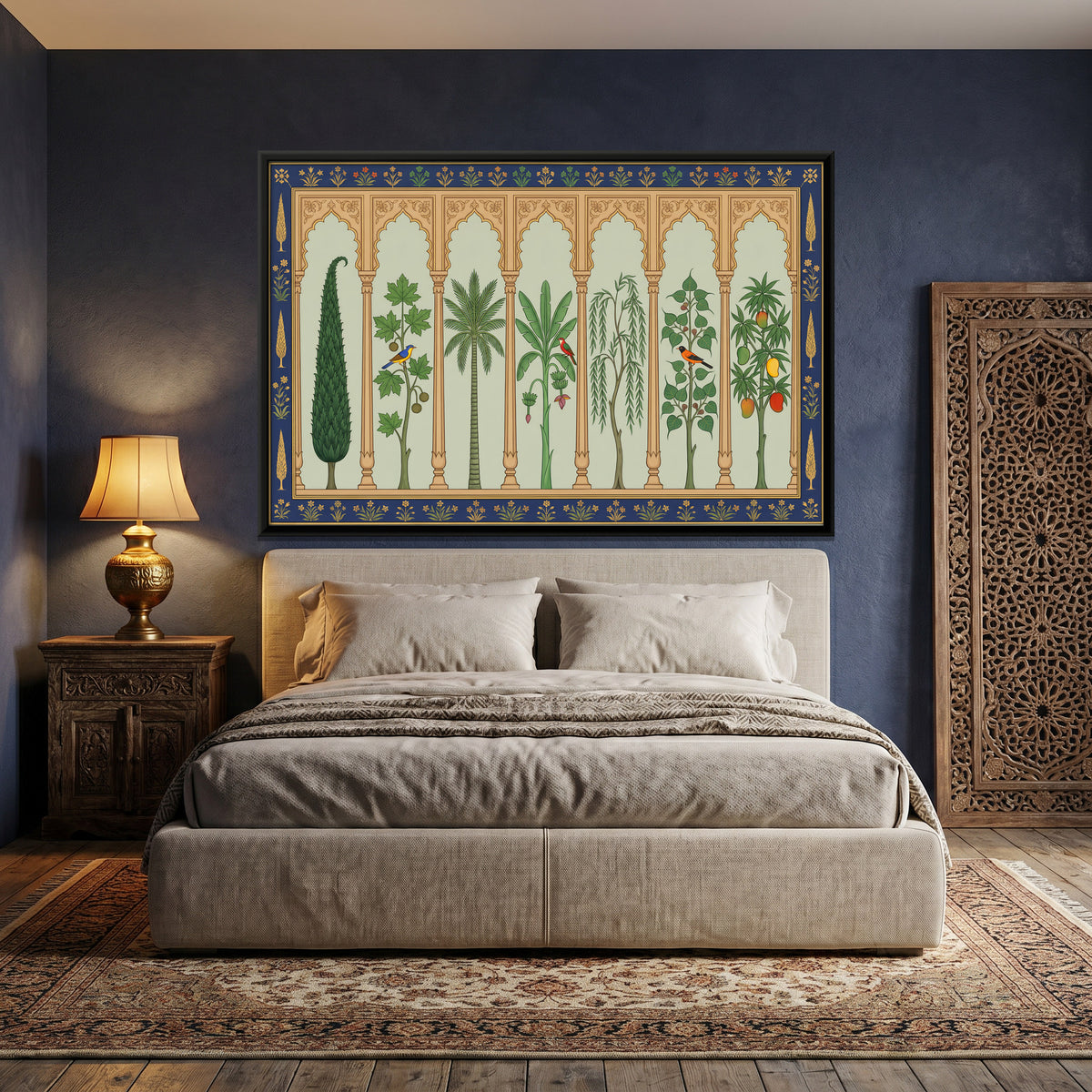 Trees in an Arcade - canvas art shown in a second room setting