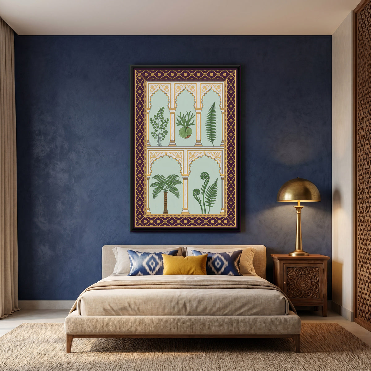 Ferns and Palms in an Arcade - canvas art shown in a second room setting