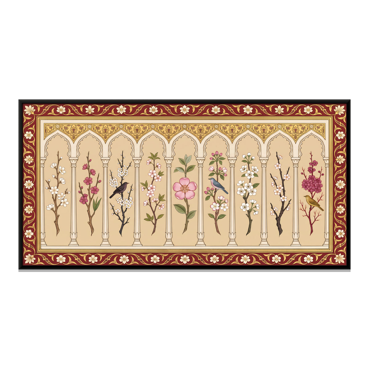 Blossom Branches in an Arcade - framed canvas print, front view