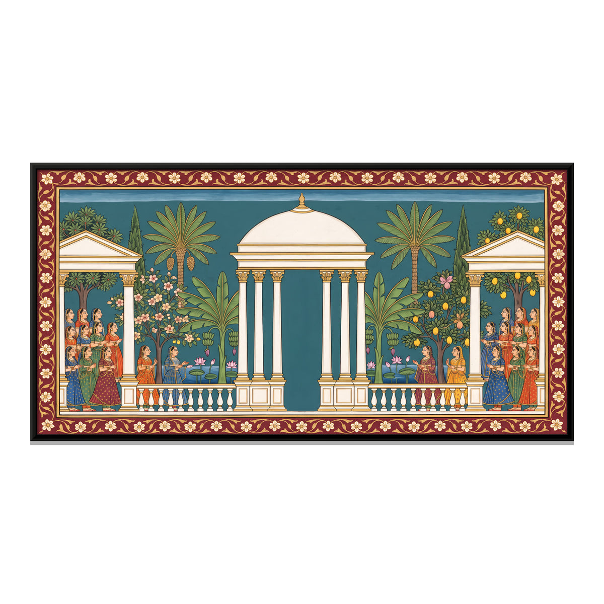 Ladies at a Domed Pavilion - framed canvas print, front view