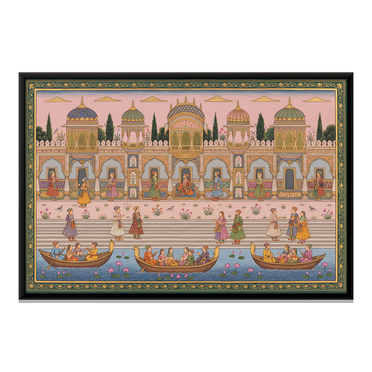 Palace Ghat with Boats - framed canvas print, front view