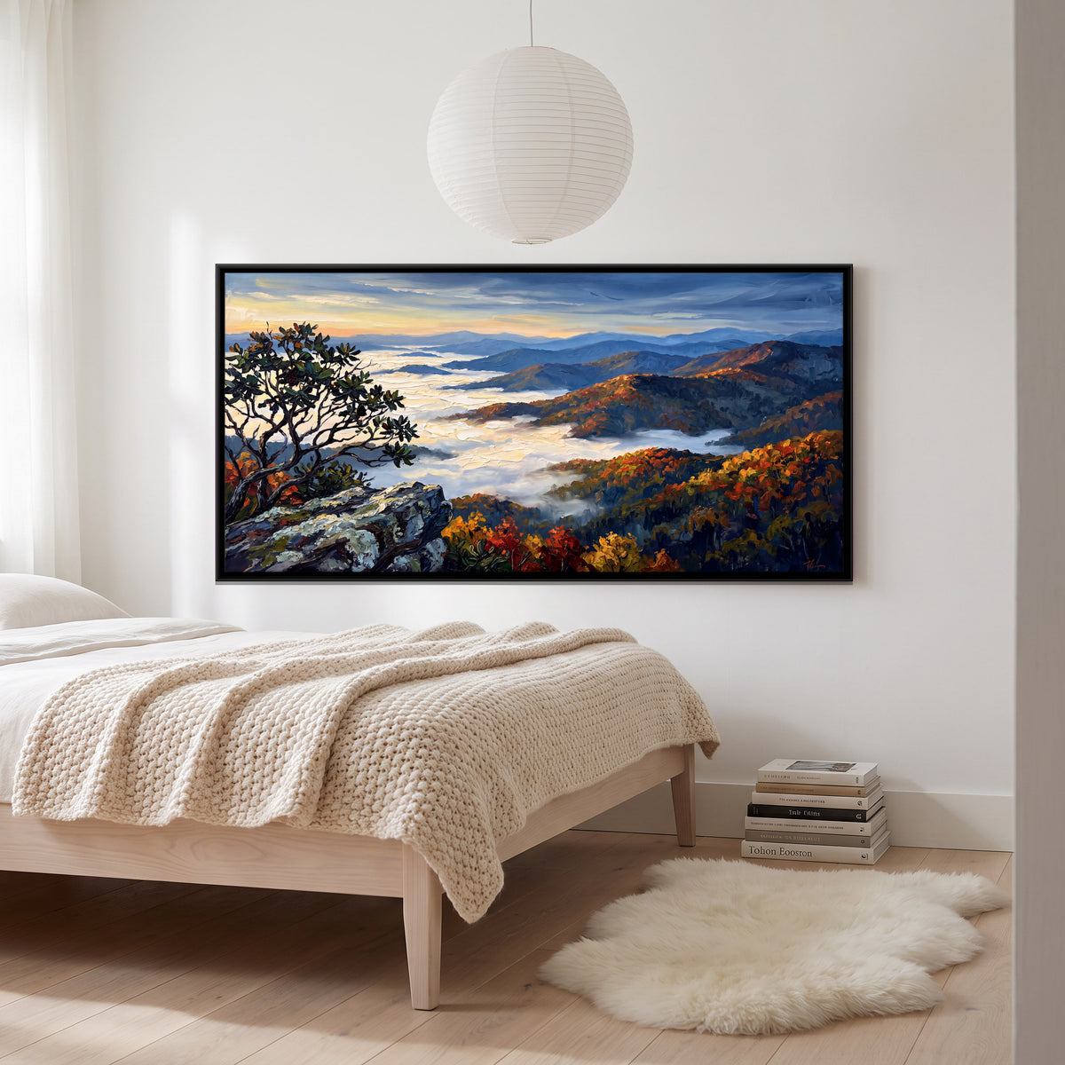Autumn Ridges Above the Clouds - canvas art shown in a second room setting
