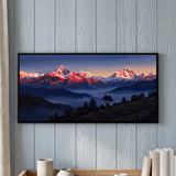 Snow-capped Himalayan Peaks Glowing Pink at Dawn
