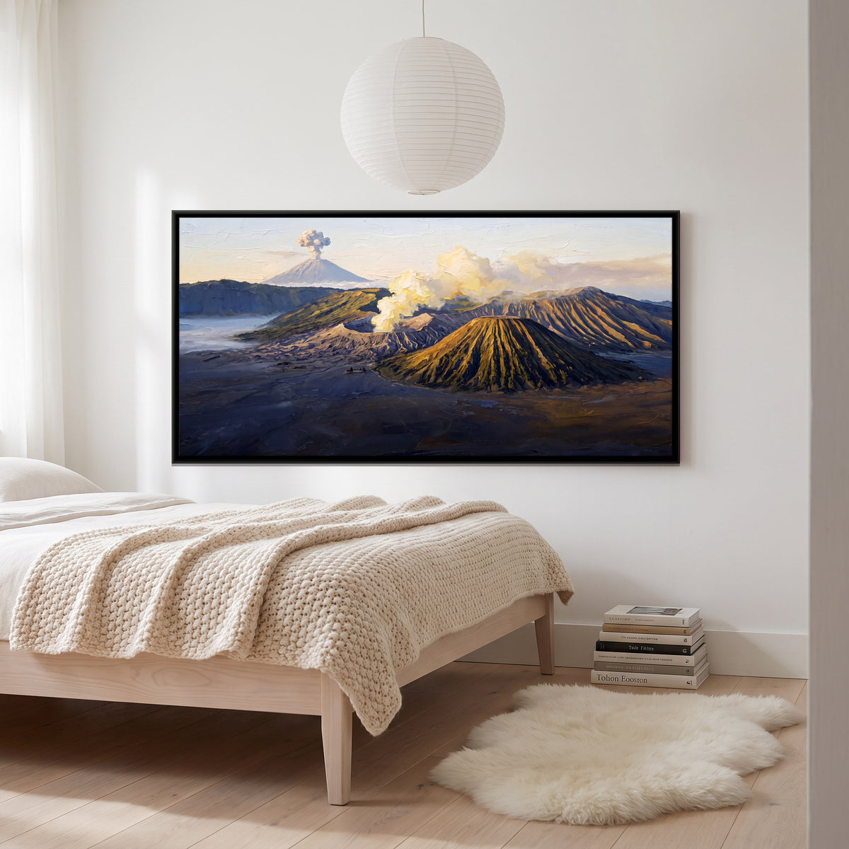 Smoking Volcanoes Above the Ash Plain - canvas art shown in a second room setting