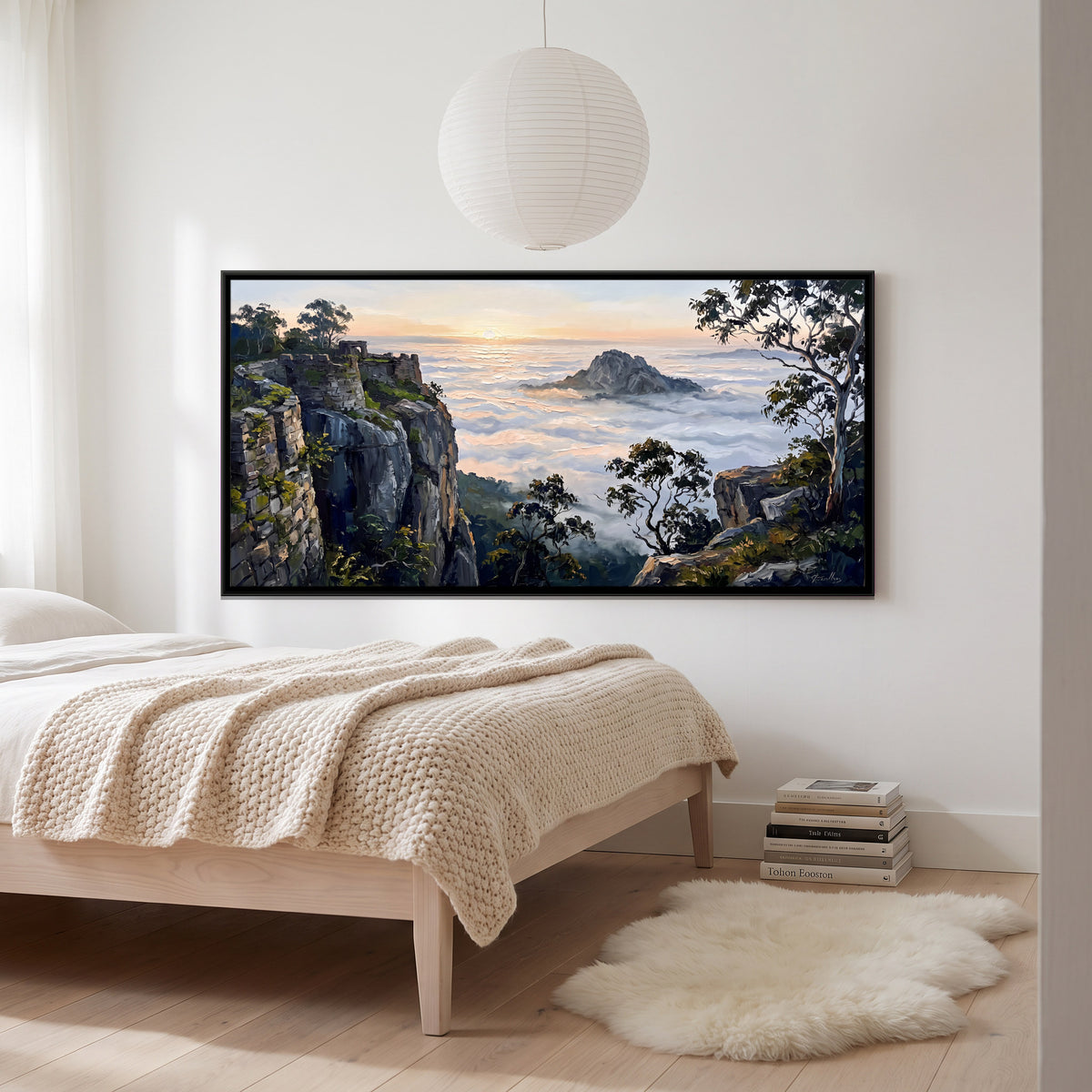 Cliff Above a Sea of Clouds - canvas art shown in a second room setting