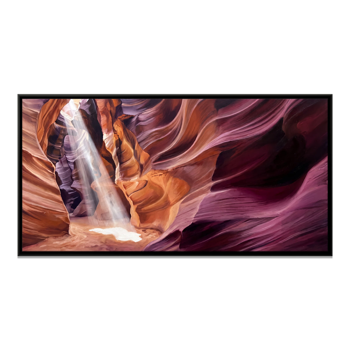 Antelope Canyon Light Beam - framed canvas print, front view