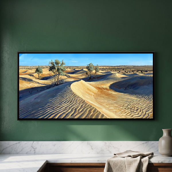 Sand Dunes with Sparse Desert Trees