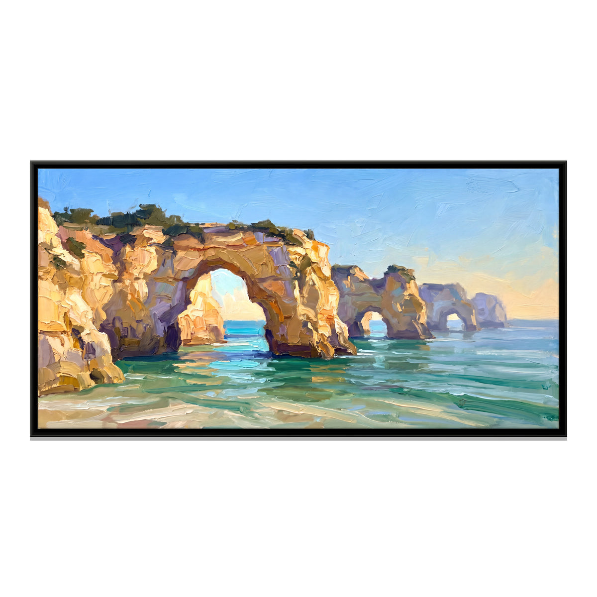 Golden Sea Arches - framed canvas print, front view
