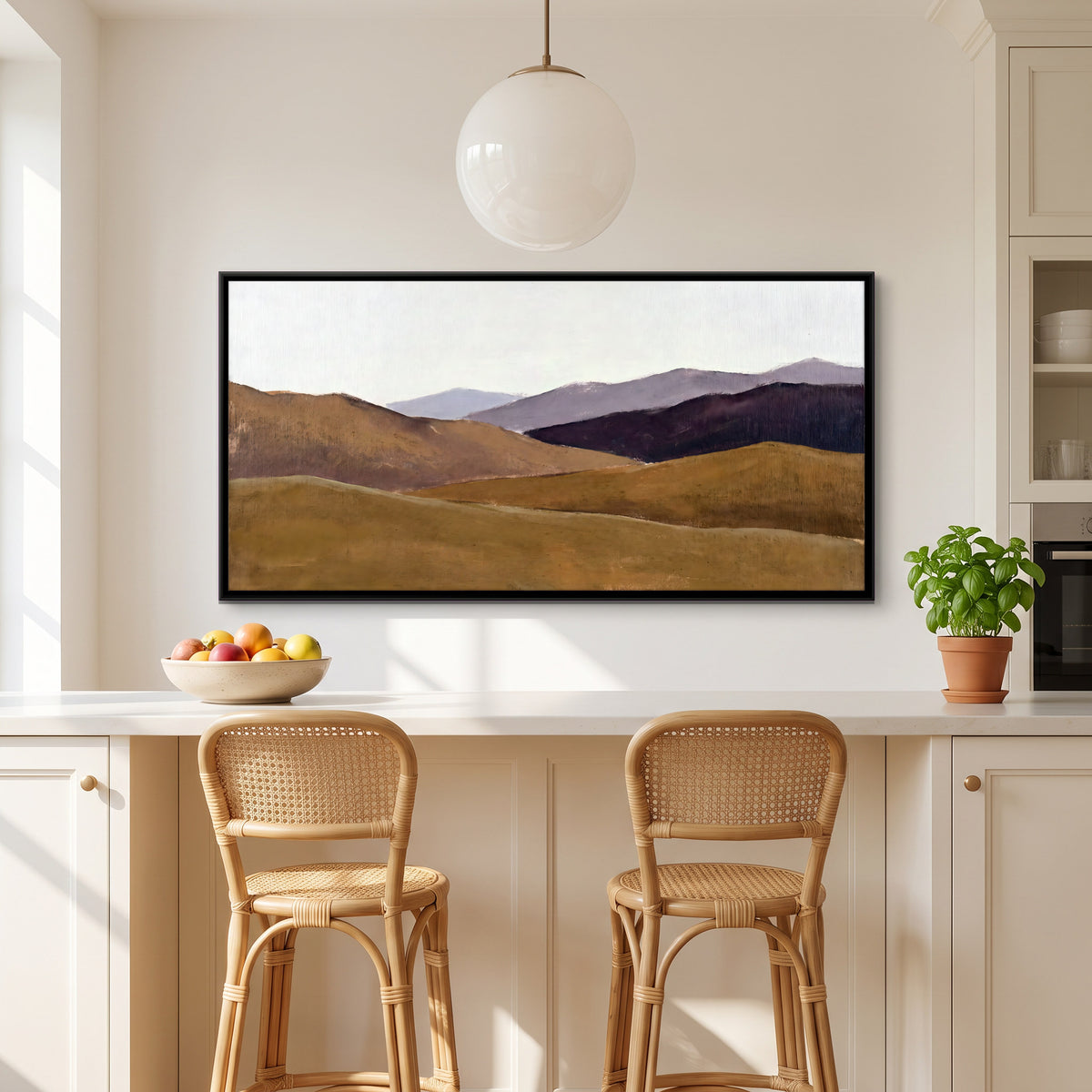 Barren Hills of Ladakh - canvas art shown in a styled room