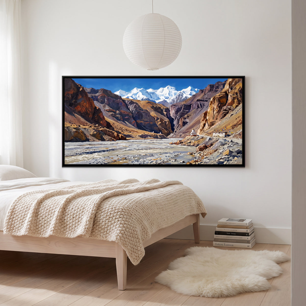Monastery Above a River Gorge - canvas art shown in a second room setting