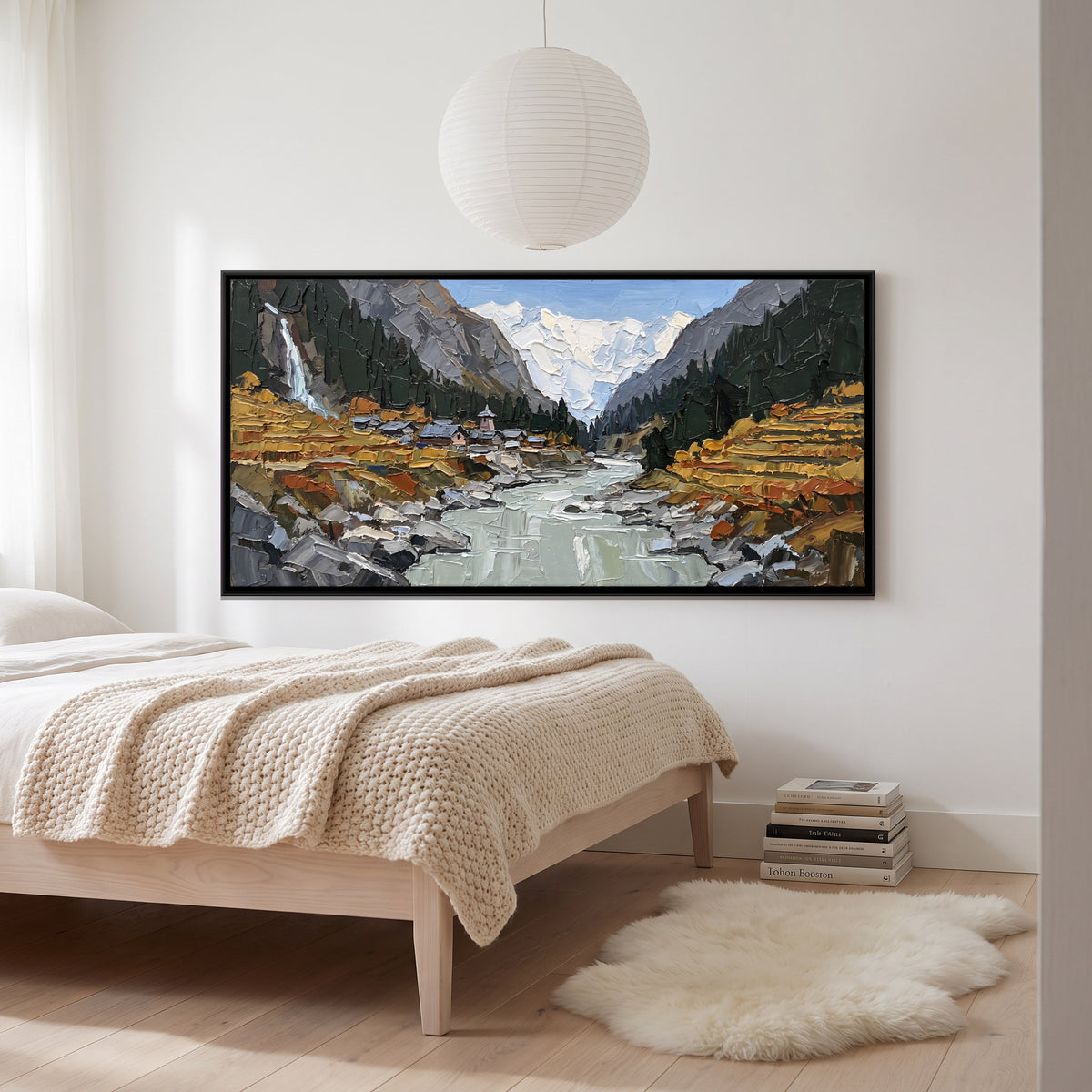 Village in a Himalayan Gorge - canvas art shown in a second room setting