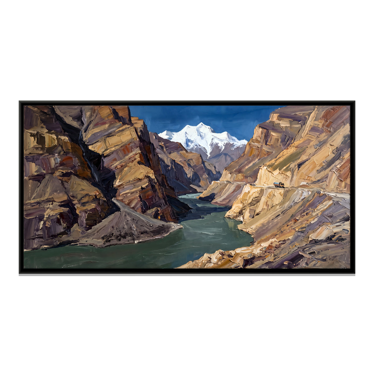 River Gorge in Zanskar - framed canvas print, front view