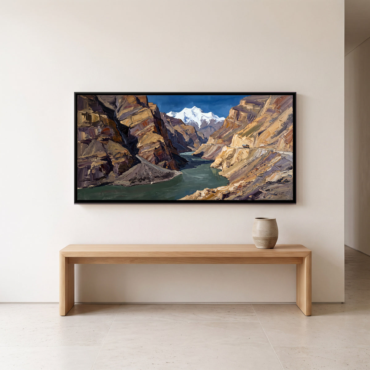 River Gorge in Zanskar - canvas art shown in a second room setting