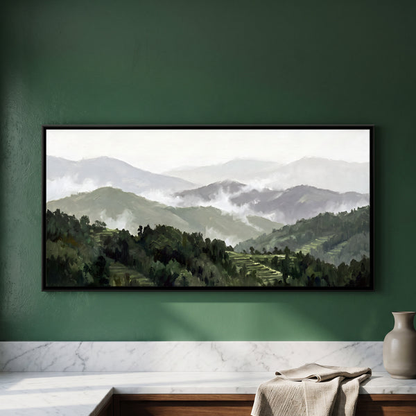 Mist over Forested Hills