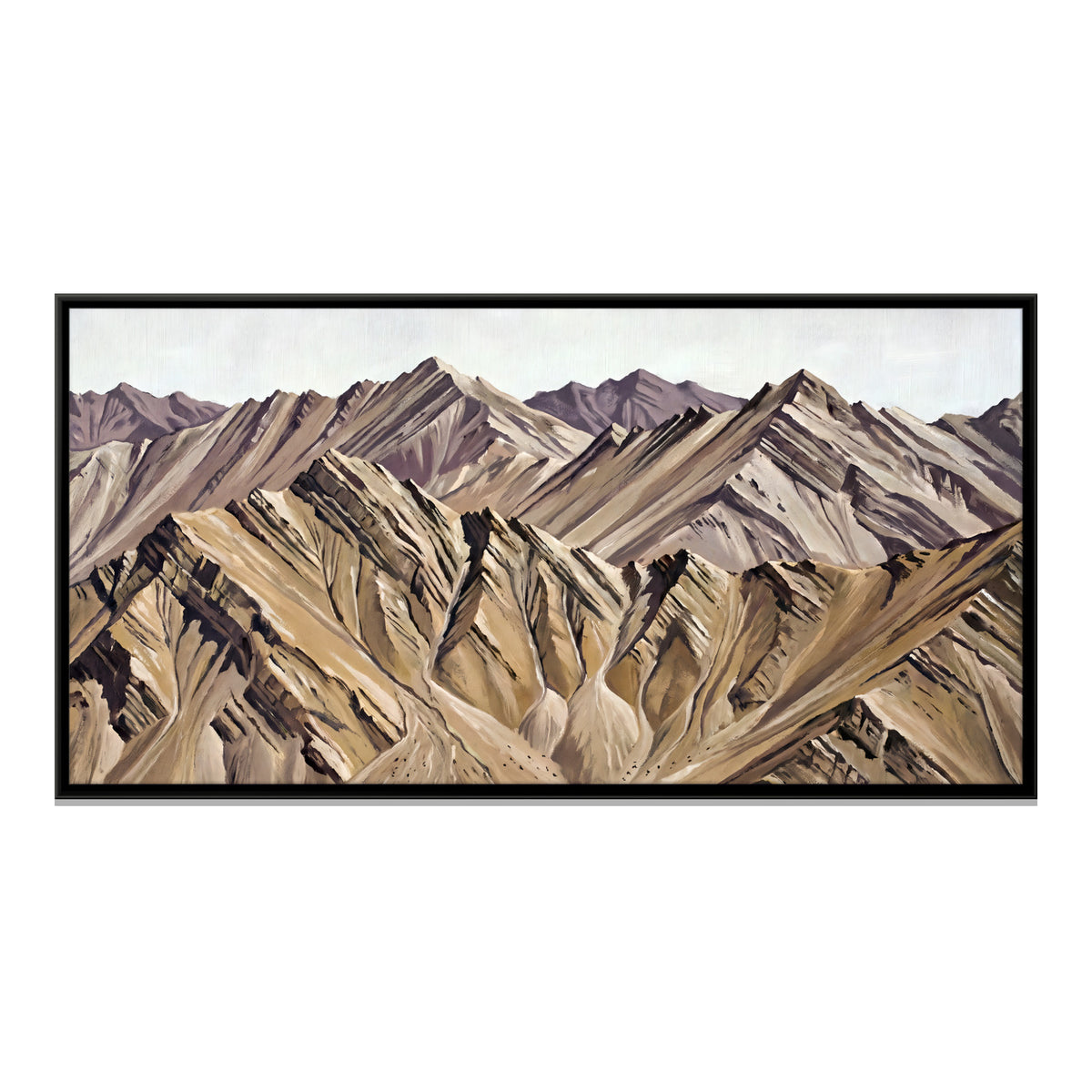 Bare Folded Mountain Ridges - framed canvas print, front view