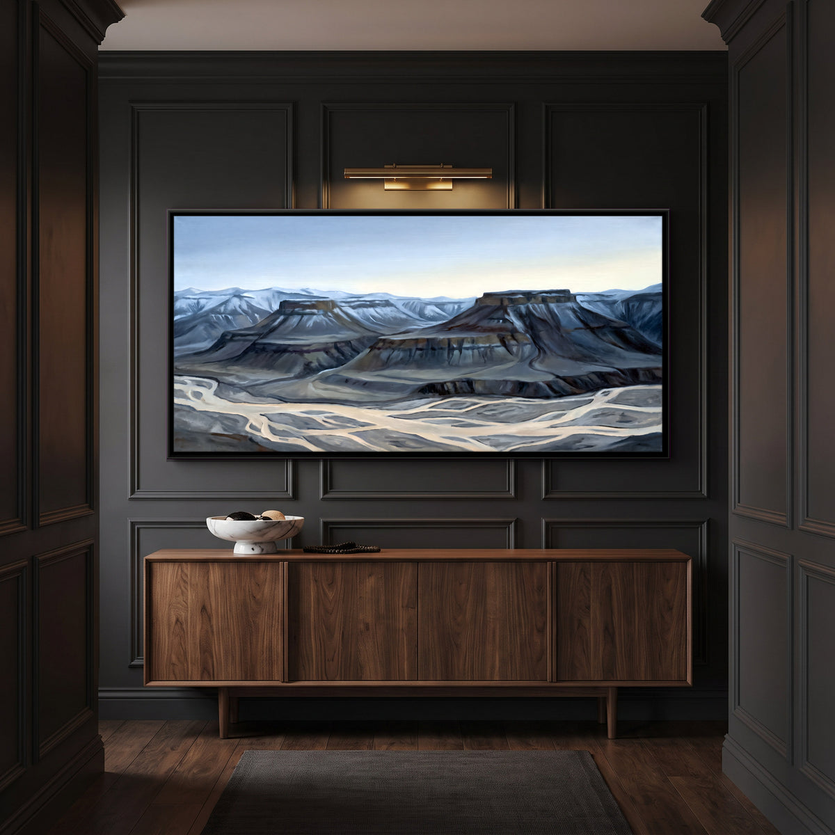 Mesas Above a Braided River - canvas art shown in a second room setting