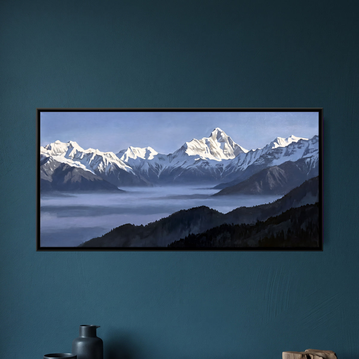 Nanda Devi Above the Mist - framed canvas art hung on a wall