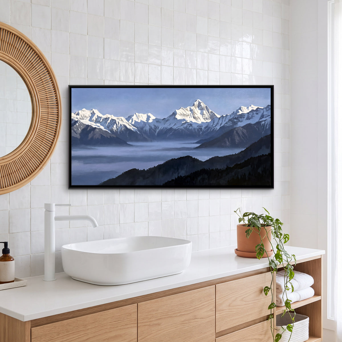Nanda Devi Above the Mist - canvas art shown in a styled room