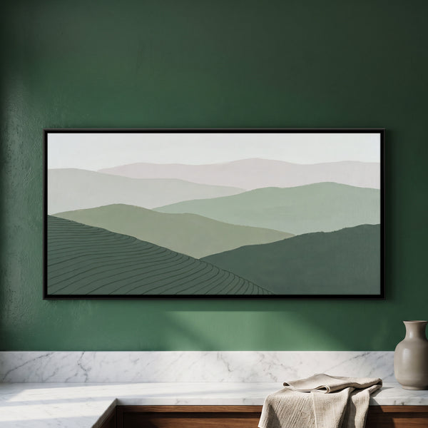 Layered Mountain Ridges Fading into Mist