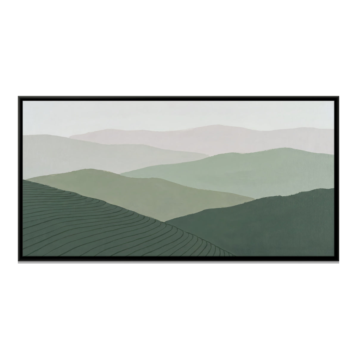 Misty Hills of Darjeeling - framed canvas print, front view