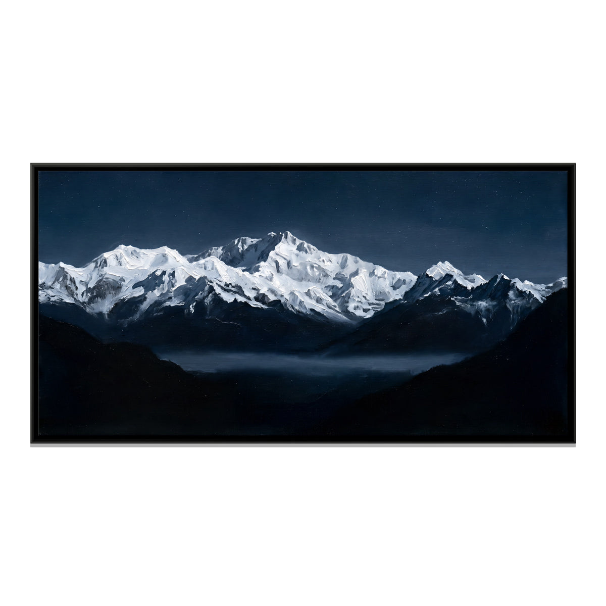 Kanchenjunga by Moonlight - framed canvas print, front view