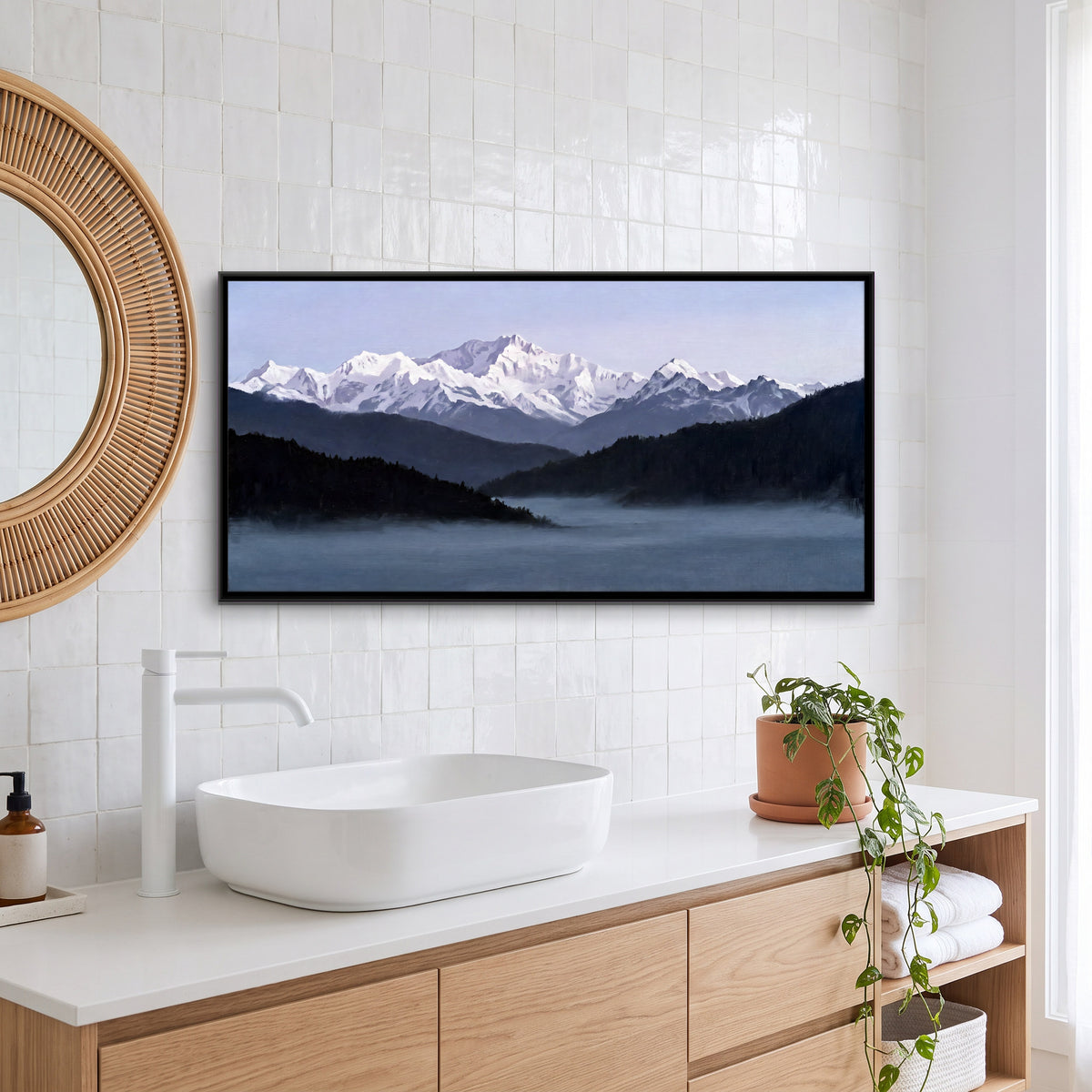 Kanchenjunga at Twilight - canvas art shown in a second room setting