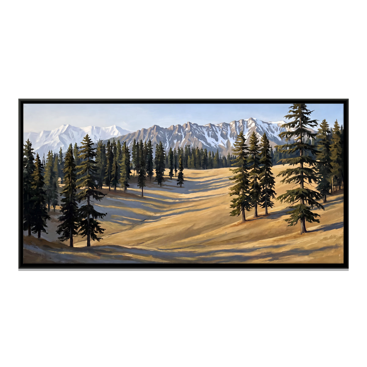 Pines on a Golden Meadow - framed canvas print, front view