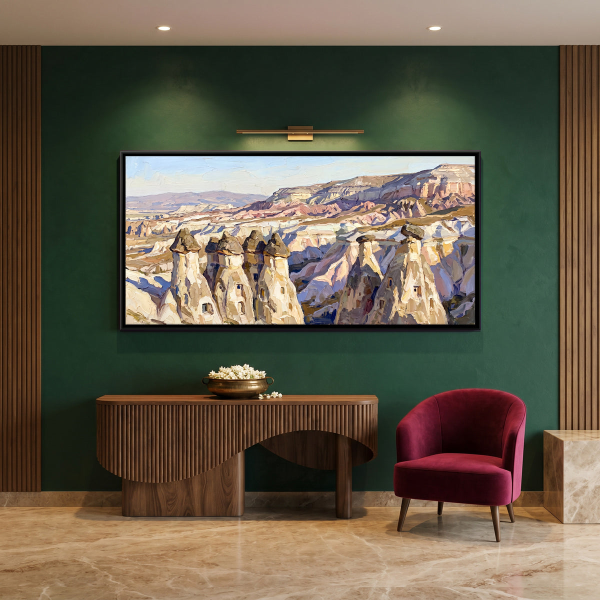 Fairy Chimneys of Cappadocia - canvas art shown in a styled room